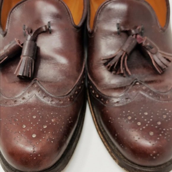 GRENSON BROWN LEATHER SLIP ON TASSEL OXFORD LOAFER